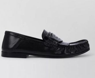 Marni round toe leather brogues textured detailing