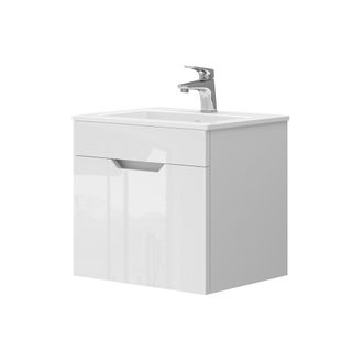 Vicco Conjunto De Muebles De Ba&ntilde;o Stefanie, Blanco Alto Brillo, 2 Partes, Con Lavabo