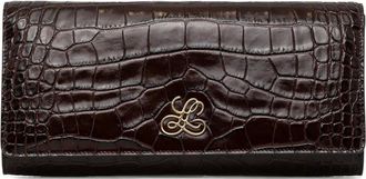 Luisa Spagnoli croc-embossed clutch bag - Brown