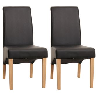 Hhg Hhg - Lote De 2 Sillas De Comedor Silla De Cocina Silla M37, Piel Sint&eacute;tica Mate, Negra, Patas Claras