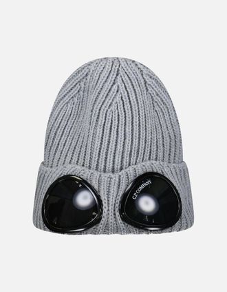 C.P. Company Mens CP Company Extrafine Merino Wool Goggle Beanie in Grey