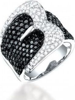 Allurez 3.05ct 14k White Gold Black & White Diamond Belt Ring