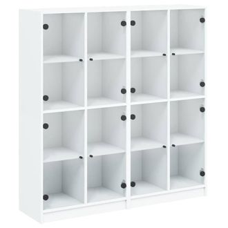 Berkfield Home Bookcase with Doors White 136x37x142 cm Engineered Wood | Size: 136 x 37 x 142 cm