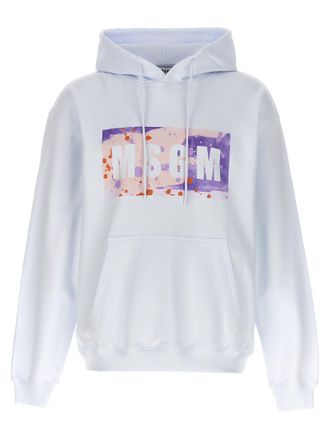 Msgm Mens Camo Season Box Logo Hoodie