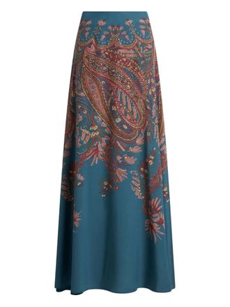 スカート Etro Long Skirt Blue Asymmetric printed satin maxi skirt | ETRO | NET-A-PORTER
