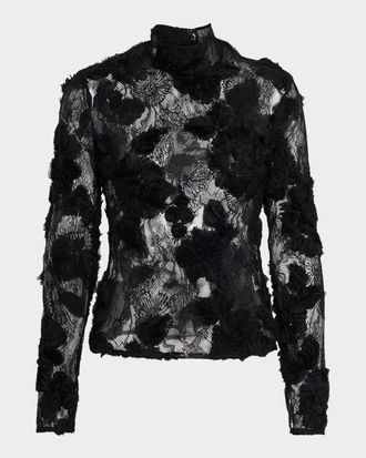 Aknvas Freja Floral Lace Mock-Neck Top