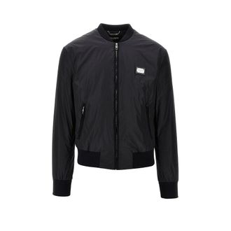 Dolce & Gabbana Nylon bomber jacket with logo plate Man 48