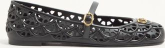 Valentino Garavani Ballerina Ondette In Gomma Con Motivo Scallops 05mm Donna NERO 36