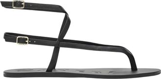 Maneb&igrave; Sandalen met leren bandjes - Dames - Sandalen - Zwart - 37 EU - Leer - Schoenen