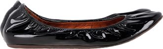 Lanvin Elastic Ballet Flats in Black Patent Calf Leather
