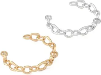 Robert Lee Morris Set of Two Link Cuff Bracelets in Two Tone at Nordstrom