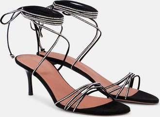 Amina Muaddi Sandali Lori 60 in suede con cristalli