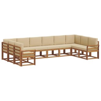 vidaXL Conjunto De Sof&aacute;s De Exterior Con Coj&iacute;n 10 Pcs Natural Y Beige Vidaxl