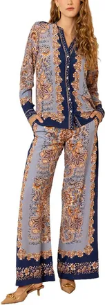 Hale Bob Ramona Silk Button Down Top