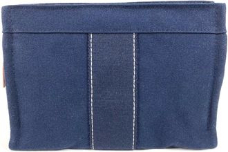 Herm&egrave;s Deauville Navy Canvas Pouch (Pre-Owned)