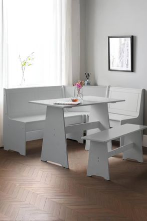 Julian Bowen Newport Corner 5 Seater Dining Set with Storage Bench in Grey
