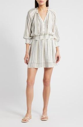 Rails Crystal Stripe Smocked Waist Linen Blend Blouson Dress in Basque Stripe at Nordstrom Rack, Size X-Small