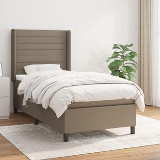 vidaXL Cama Box Spring Con Colch&oacute;n Tela Gris Taupe 90x200 Cm Vidaxl