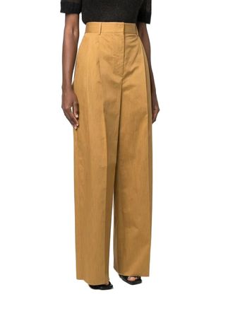 Ferragamo High-Waisted Wide Leg Trousers - Beige