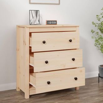 Berkfield Home Sideboard 70x35x80 cm Solid Wood Pine in Light Tan | Size: 70 x 35 x 80 cm