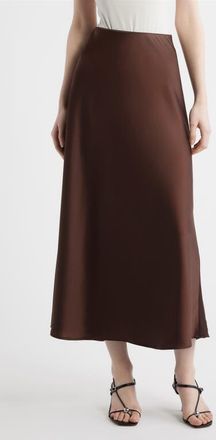 Anne Klein A-Line Satin Skirt in Dark Chocolate at Nordstrom, Size Xx-Small