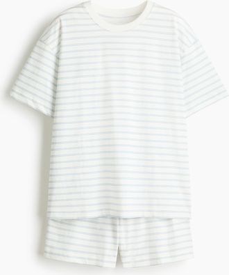 H&M Bedruckter Pyjama - Weiss/Gestreift