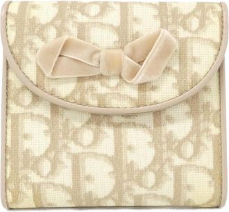 Dior Beige Coated Canvas Bill Wallet (Tri-Fold) (Pre-Owned)