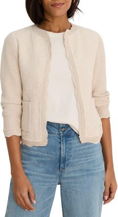 Nic+Zoe Scallop Trim Mixed Media Jacket in Macadamia at Nordstrom, Size Xx-Large