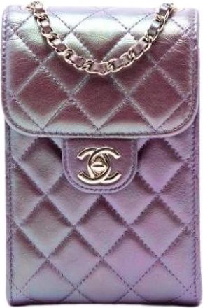 Chanel Pre-owned Vintage Quilted Crossbody Bag - Dames - Vintage Schoudertas - Paars - ONE Size - Leer - Vintage