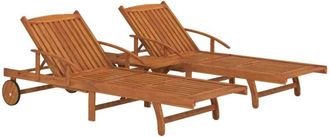 vidaXL Set De Tumbonas Con Mesita 2 Uds Madera Maciza De Acacia Vidaxl