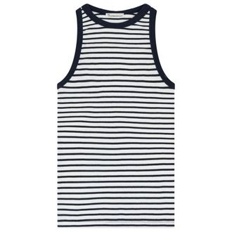 Knowledge Cotton Apparel Racer Rib Top Top f&uuml;r Damen | grau/wei&szlig;