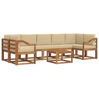 vidaXL Conjunto De Sof&aacute;s De Exterior Con Coj&iacute;n 8 Pcs Natural Y Beige Vidaxl
