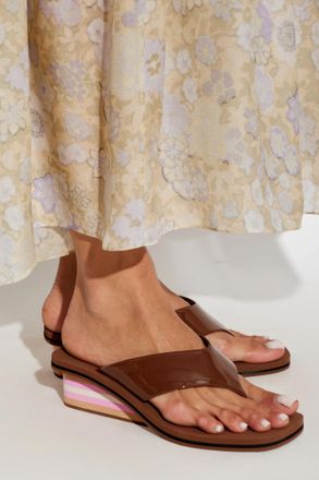 Chlo&eacute; Wedge Heel Slides Swimming Cool, Womens, Brown