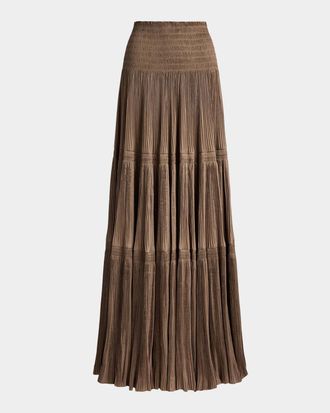 Ralph Lauren Collection Adeena Pleated Lam&eacute; Maxiskirt