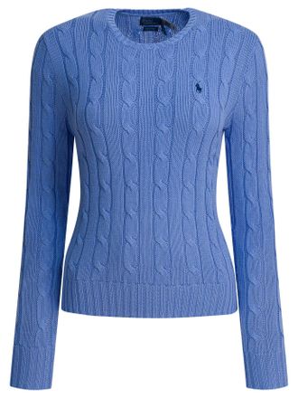 Polo Ralph Lauren Crew-Neck Cable-Knit Sweater With Logo Knitwear Light Blue