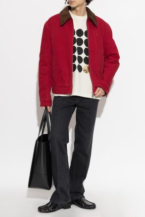 Marni Cotton T-shirt With Print, Mens, Cream