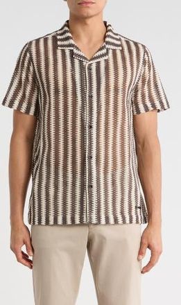 Karl Lagerfeld Open Weave Camp Shirt in Natural at Nordstrom Rack, Size Xx-Large