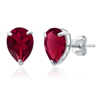MAX + STONE 14k Yellow or White Gold Teardrop 8mm Gemstone Pear Shape Stud Earrings