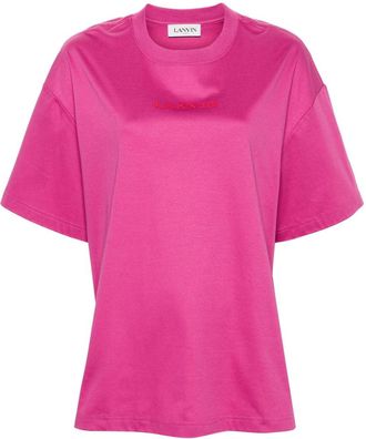 Lanvin logo-embroidered T-shirt - women - Recycled Polyester/Cotton - S - Pink