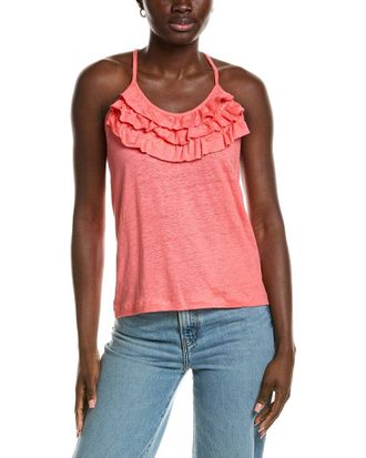Chaser Strappy Ruffle Linen-Blend Cami