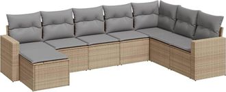vidaXL Vidaxl - Juego De Sof&aacute;s De Jard&iacute;n Con Cojines Beige 8 Pzas Rat&aacute;n Pe