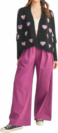 Merci Wide Leg Pleated Pants In Boysenberry