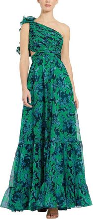 Mac Duggal Ruffle Tiered Cut-Out Chiffon Gown