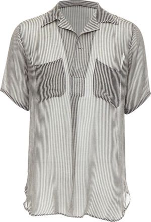 Dries Van Noten sheer striped buttoned polo shirt