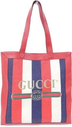 Gucci Pre-owned Sylvie By The Linen Canvas Leather Tote Bag - Dames - Vintage Shopper - Veelkleurig - ONE Size - Leer - Vintage