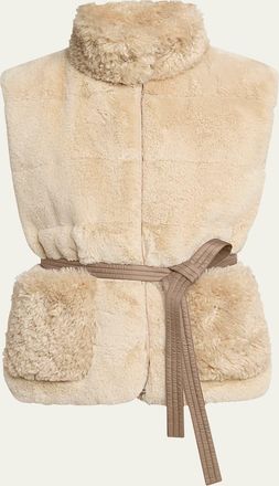 Moncler Joui Belted Faux Fur Vest