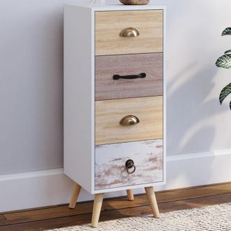 IDMarket Idmarket - Bahia Aparador Escandinavo De 4 Cajones De 30 Cm Para Entrada Cuarto De Ba&ntilde;o