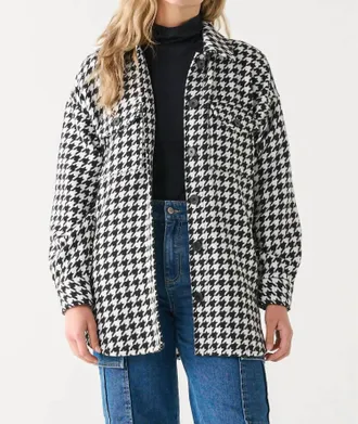 Dex Clothing Button Front Collar Jacket In Black-White Houndstooth
