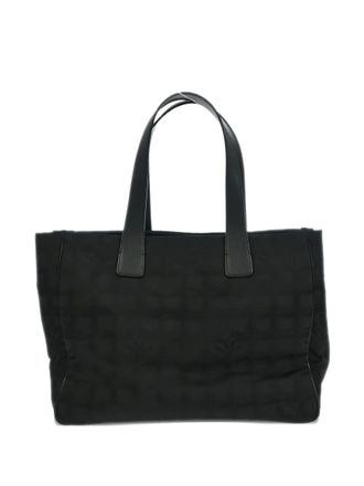 Chanel 2008-2009 jacquard travel line tote - women - Nylon/Leather - One Size - Black