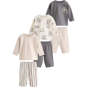 Next 6-Pack Assorted Long Sleeve T-Shirts & Pants Set in Black at Nordstrom, Size 9-12M